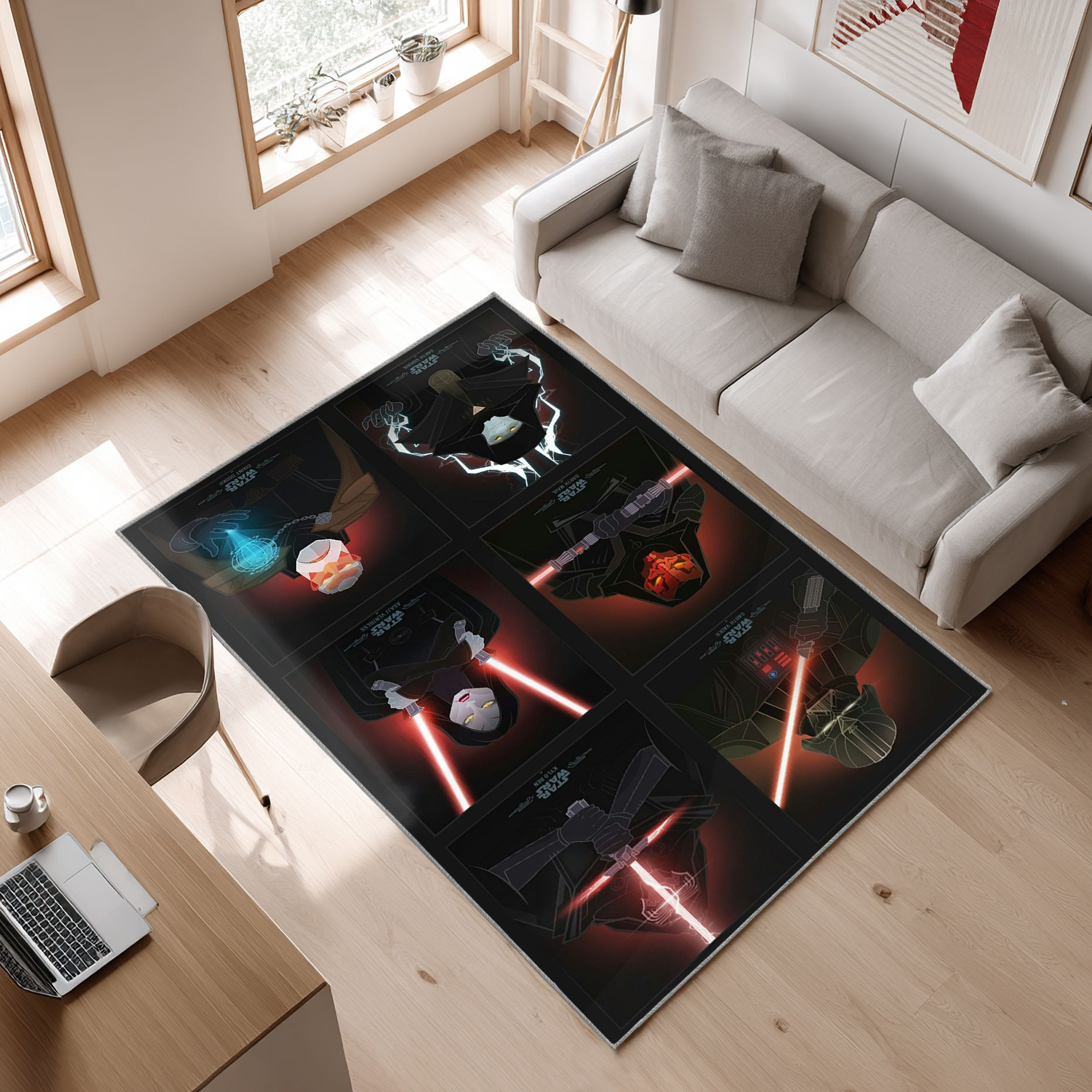 10 Star Wars Sith Movie Area Rug, Non-Slip Living Room Floor Mat, Soft Bedroom Carpet, Washable Home Decor