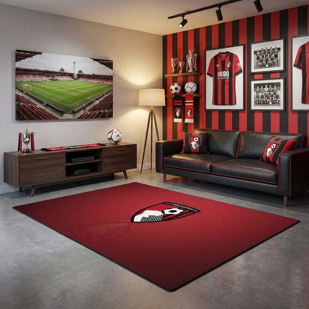 AFC Bournemouth Football Club 03 Carpet Area Rug, Non-Slip Living Room Floor Mat, Soft Bedroom Carpet, Washable Home Decor
