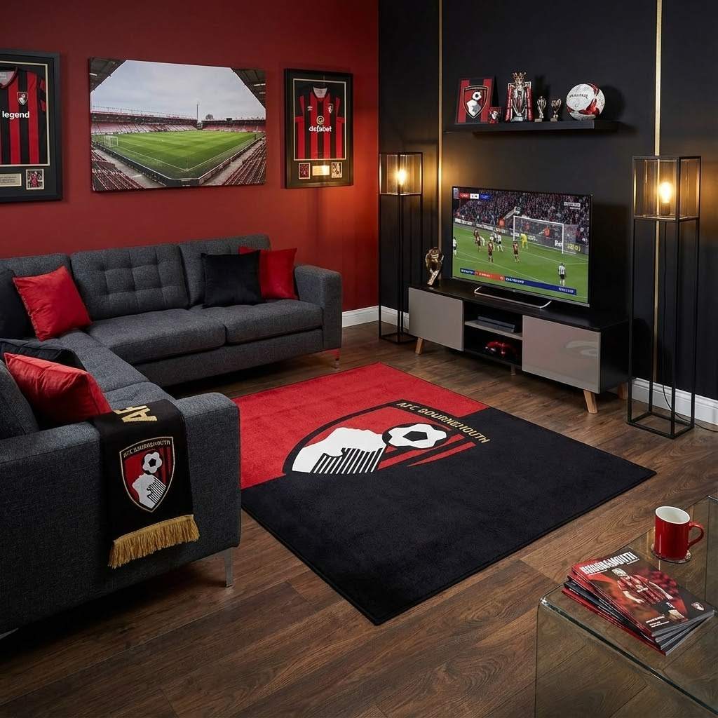 AFC Bournemouth Football Club 04 Carpet Area Rug, Non-Slip Living Room Floor Mat, Soft Bedroom Carpet, Washable Home Decor