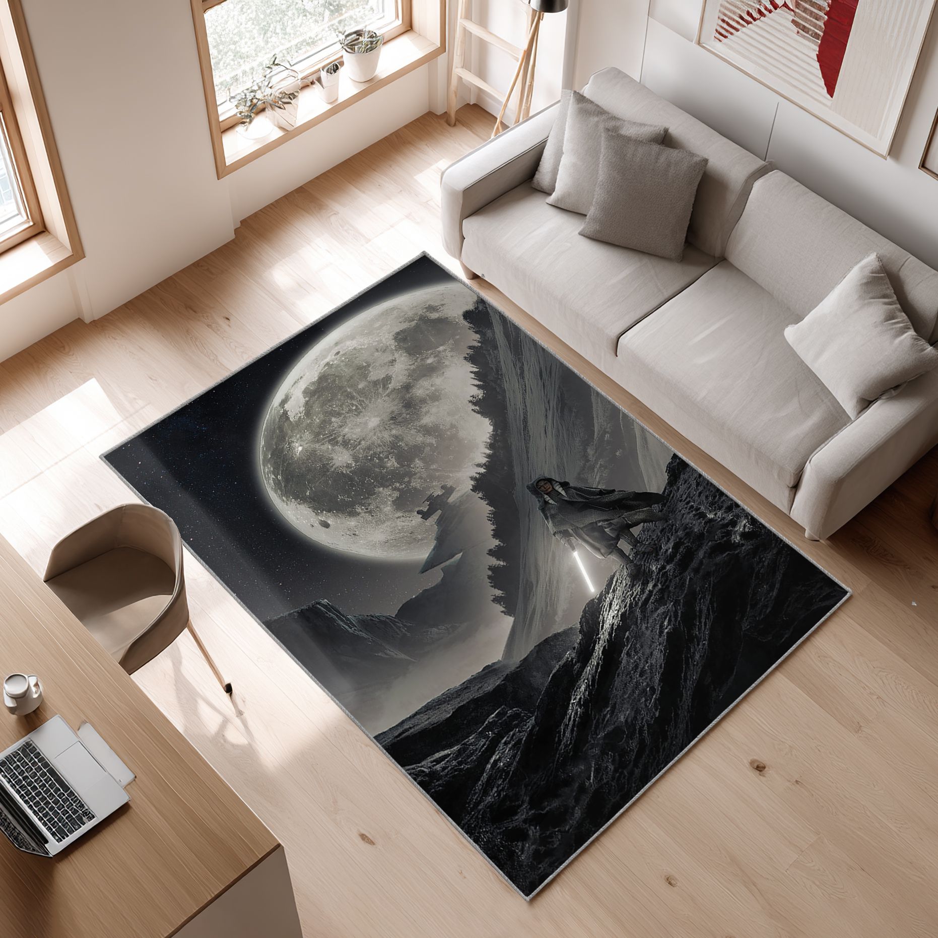 Ahsoka Tano, Jedi, Star, Clone Wars, Star Destroyer, Lightsaber Area Rug, Non-Slip Living Room Floor Mat, Soft Bedroom Carpet, Washable Home Decor