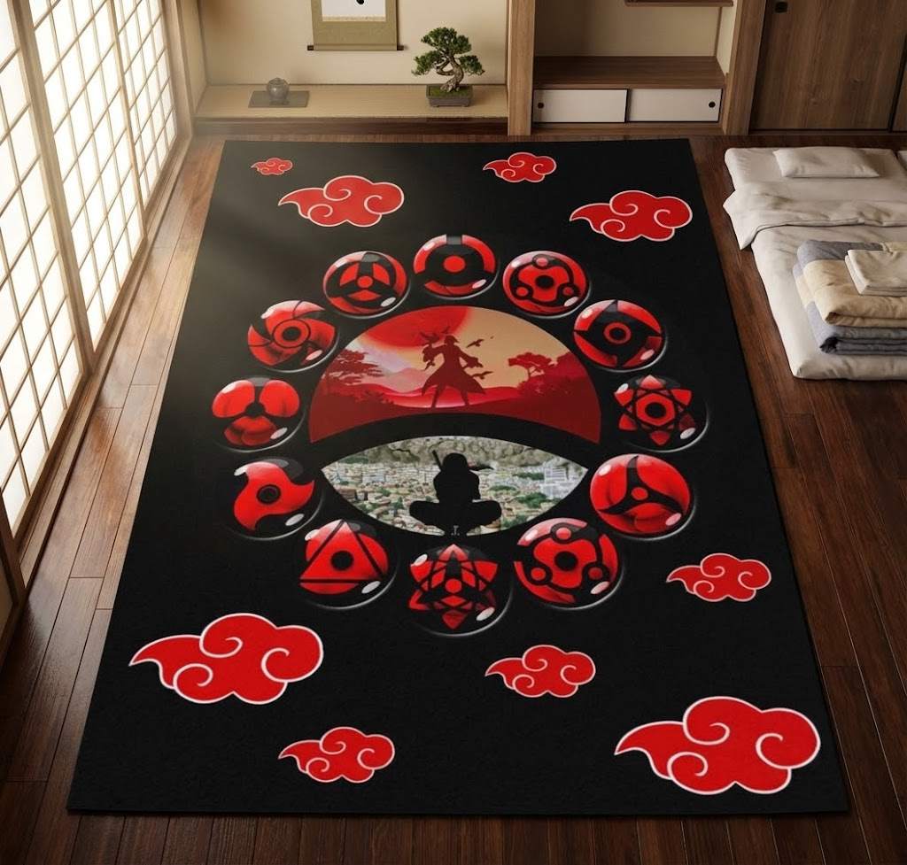 Akatsuki Naruto 2 Area Rug, Non-Slip Living Room Floor Mat, Soft Bedroom Carpet, Washable Home Decor
