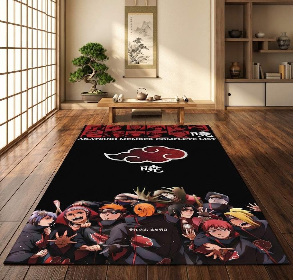 Akatsuki Naruto 3 Area Rug, Non-Slip Living Room Floor Mat, Soft Bedroom Carpet, Washable Home Decor