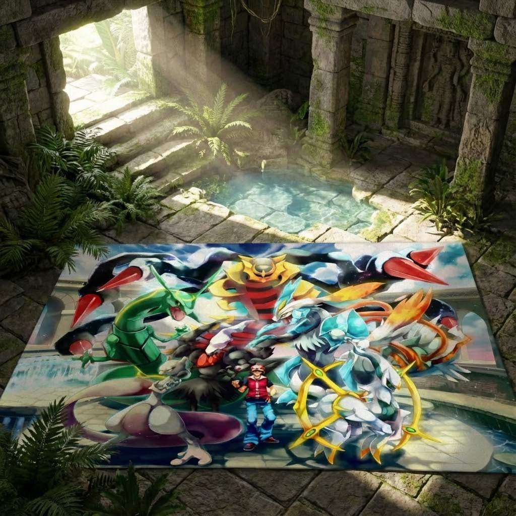 All Pokemon 4 Area Rug, Non-Slip Living Room Floor Mat, Soft Bedroom Carpet, Washable Home Decor