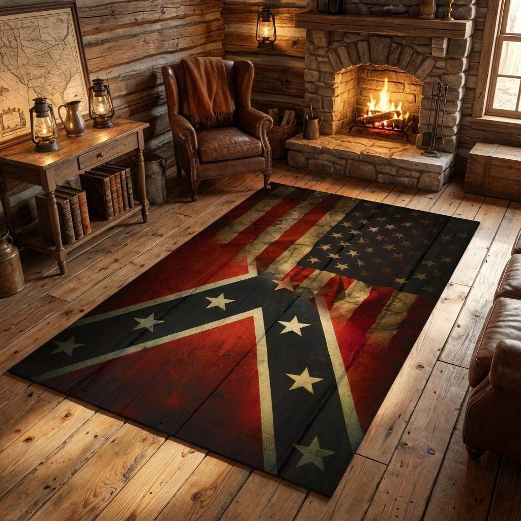 American Confederate Area Rug, Non-Slip Living Room Floor Mat, Soft Bedroom Carpet, Washable Home Decor
