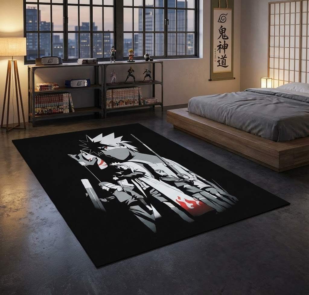 Anbu Naruto Area Rug, Non-Slip Living Room Floor Mat, Soft Bedroom Carpet, Washable Home Decor