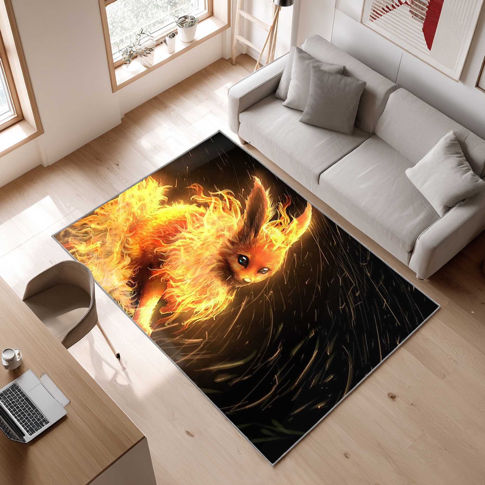Anime Pokemon,  Area Rug, Non-Slip Living Room Floor Mat, Soft Bedroom Carpet, Washable Home Decor