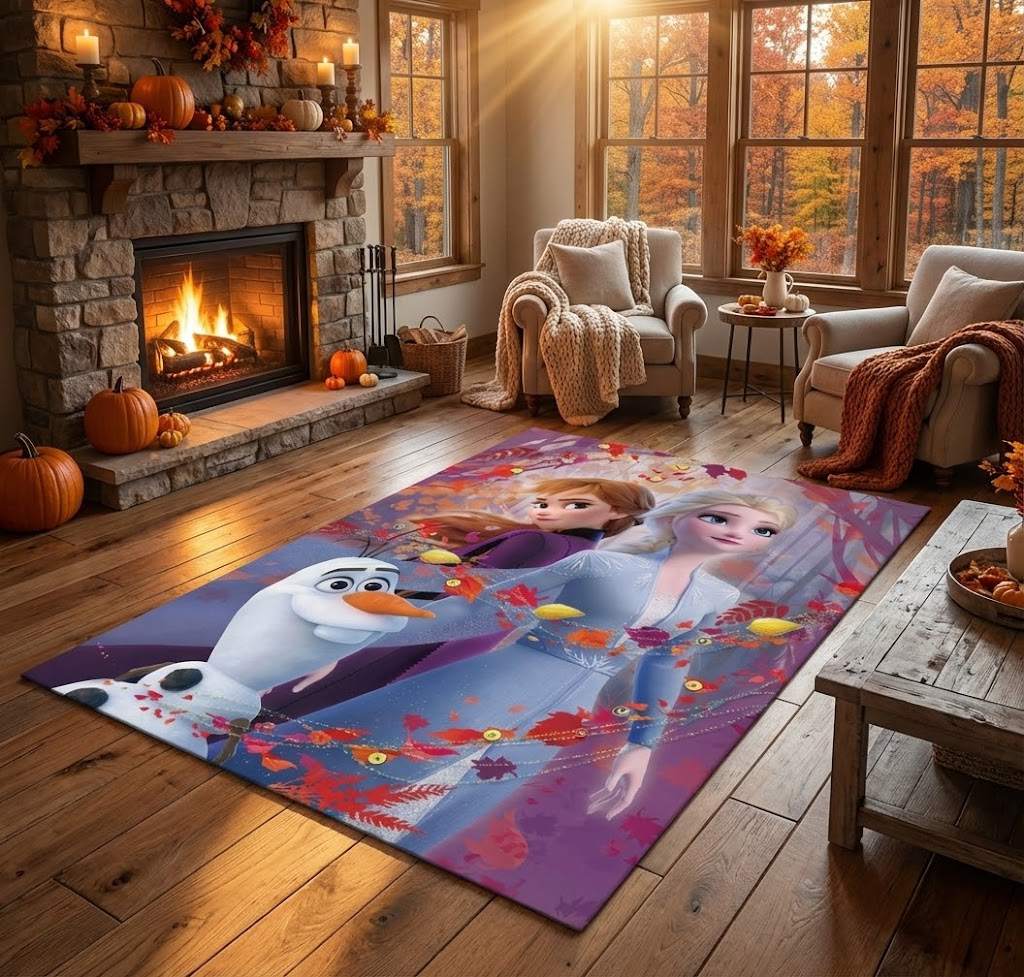 Anna Elsa Olaf Disney Characters Area Rug, Non-Slip Living Room Floor Mat, Soft Bedroom Carpet, Washable Home Decor Anna Elsa Olaf Disney Characters Area Rug, Non-Slip Living Room Floor Mat, Soft Bedroom Carpet, Washable Home Decor