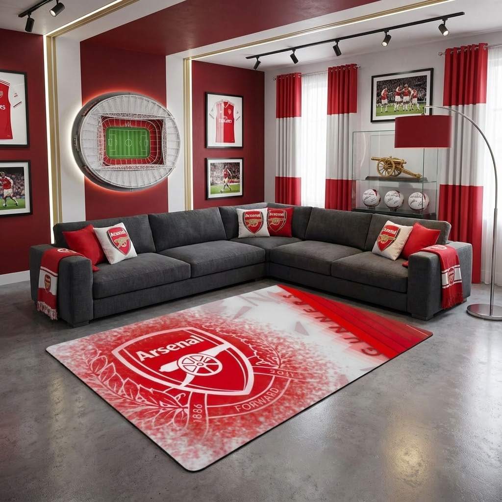 Arsenal FC champions league 01 Carpet Area Rug, Non-Slip Living Room Floor Mat, Soft Bedroom Carpet, Washable Home Decor