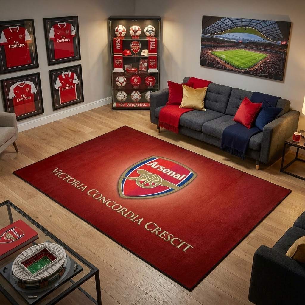 Arsenal FC champions league 02 Carpet Area Rug, Non-Slip Living Room Floor Mat, Soft Bedroom Carpet, Washable Home Decor