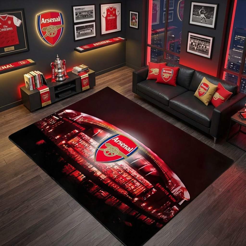 Arsenal FC champions league 101 Carpet Area Rug, Non-Slip Living Room Floor Mat, Soft Bedroom Carpet, Washable Home Decor