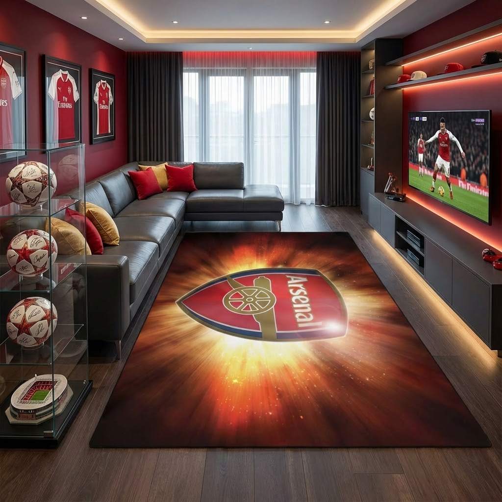 Arsenal FC champions league 103 Carpet Area Rug, Non-Slip Living Room Floor Mat, Soft Bedroom Carpet, Washable Home Decor