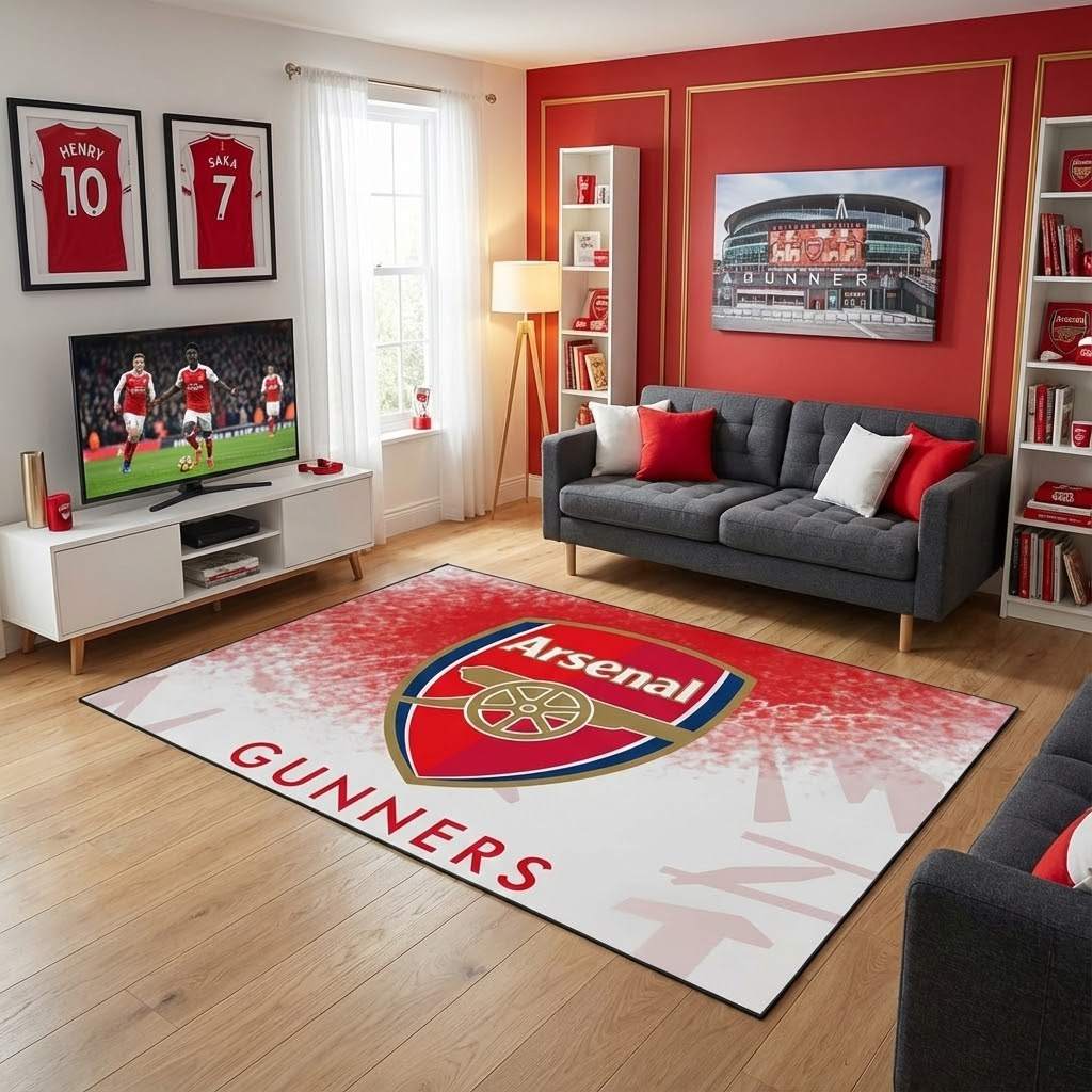 Arsenal FC champions league 107 Carpet Area Rug, Non-Slip Living Room Floor Mat, Soft Bedroom Carpet, Washable Home Decor