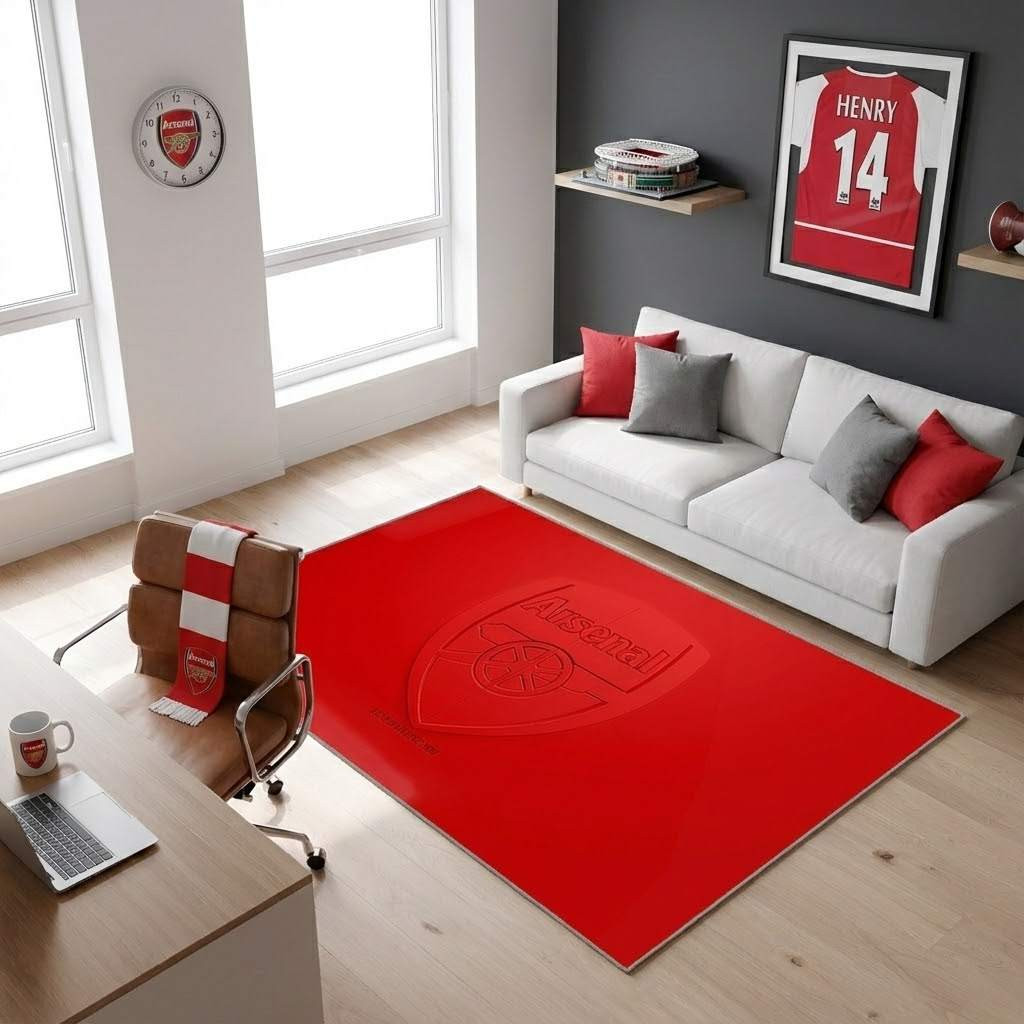 Arsenal Fc Football Club Carpet Area Rug, Non-Slip Living Room Floor Mat, Soft Bedroom Carpet, Washable Home Decor