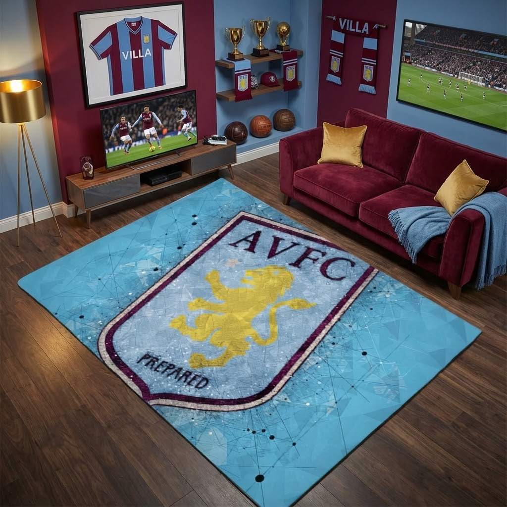 Aston Villa FC 1874 Football Club 04 Carpet Area Rug, Non-Slip Living Room Floor Mat, Soft Bedroom Carpet, Washable Home Decor