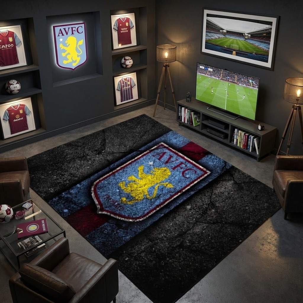 Aston Villa FC 1874 Football Club 06 Carpet Area Rug, Non-Slip Living Room Floor Mat, Soft Bedroom Carpet, Washable Home Decor