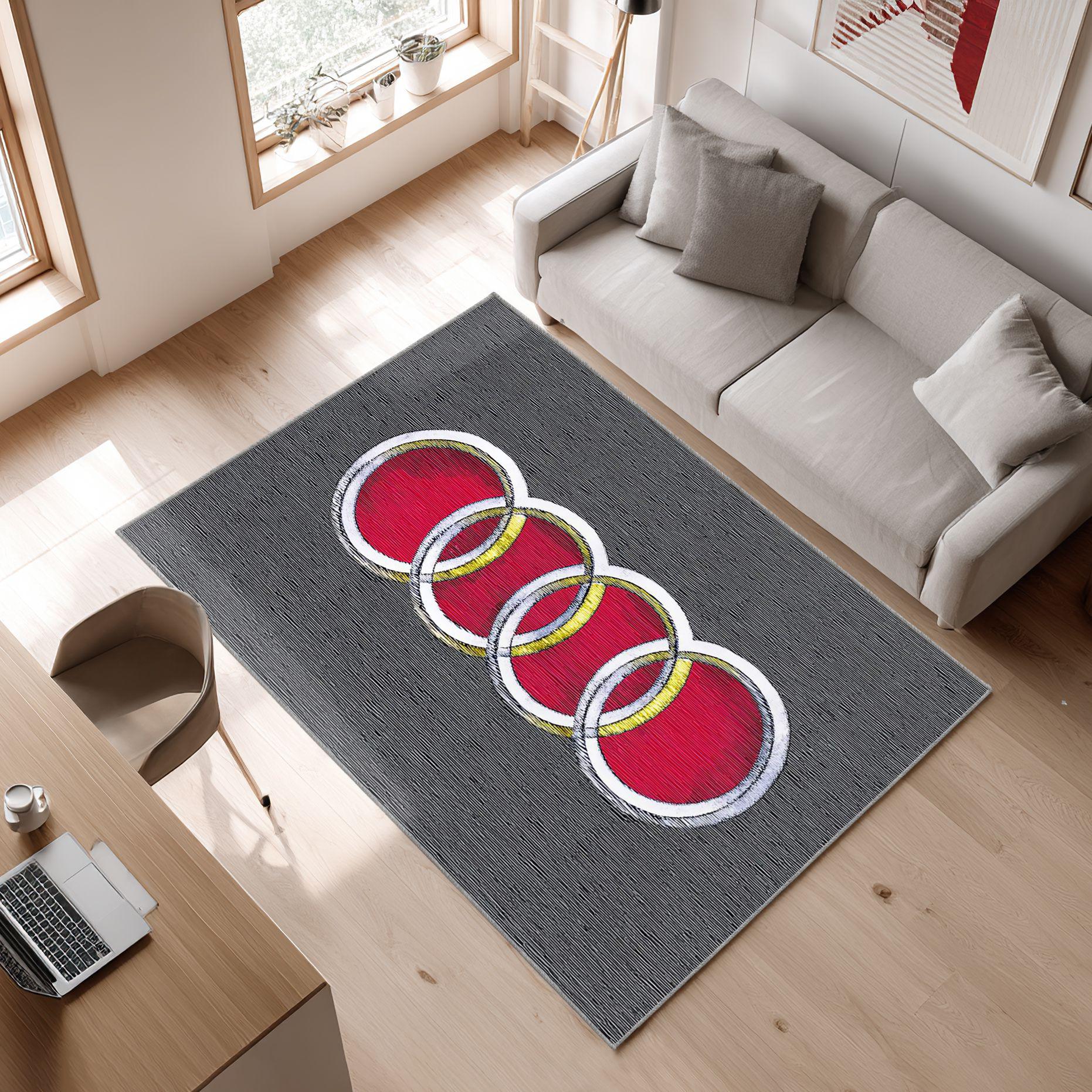 AUDI emblem carpet gray concept 58 Area Rug, Non-Slip Living Room Floor Mat, Soft Bedroom Carpet, Washable Home Decor