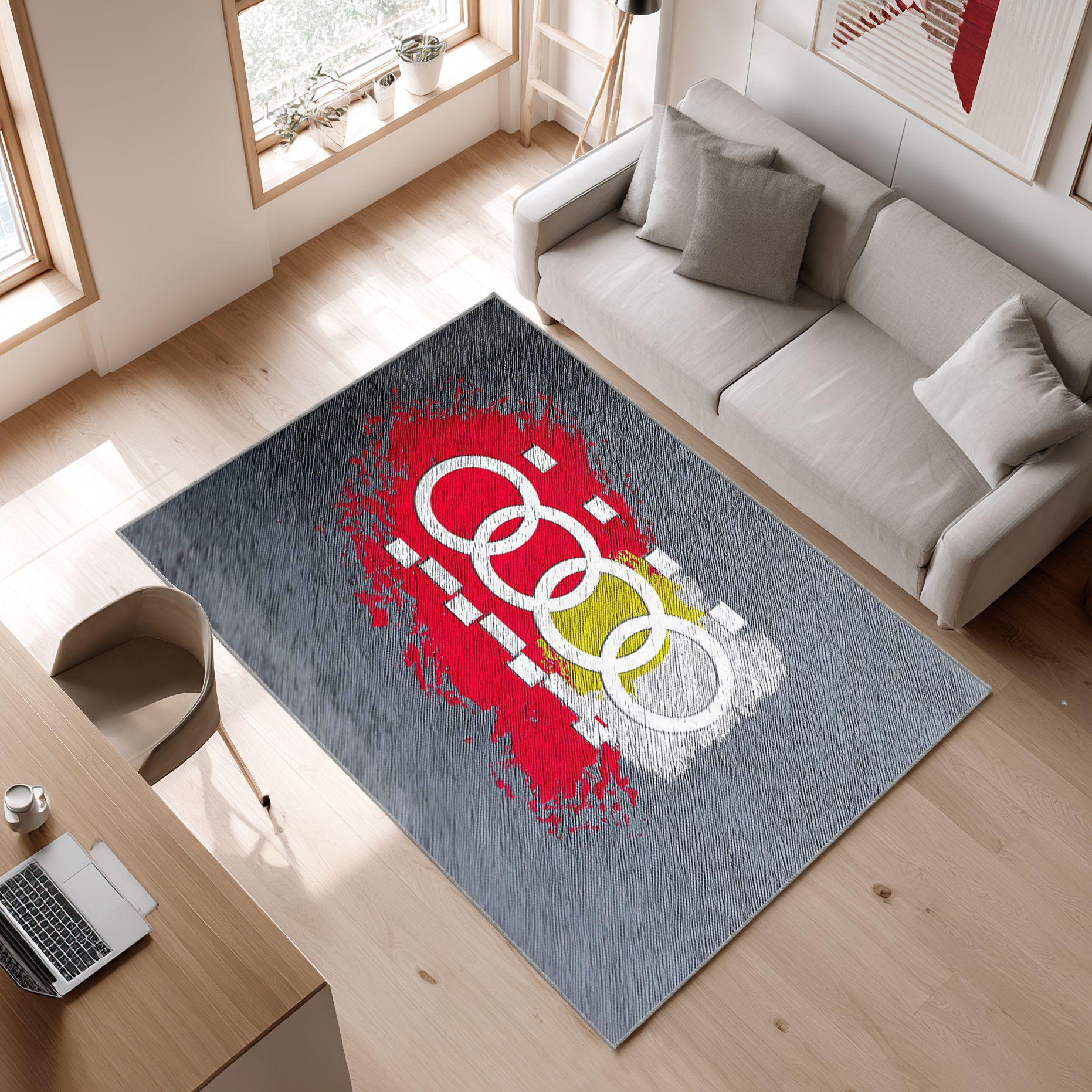 AUDI emblem carpet gray concept 73 Area Rug, Non-Slip Living Room Floor Mat, Soft Bedroom Carpet, Washable Home Decor