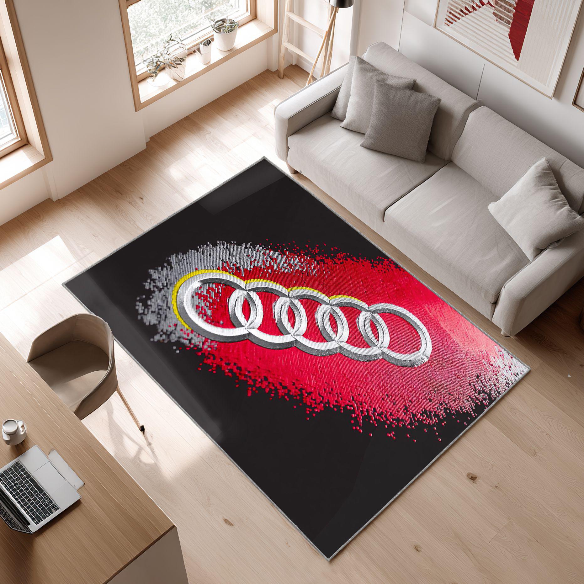 AUDI emblem carpet multicolored 101 Area Rug, Non-Slip Living Room Floor Mat, Soft Bedroom Carpet, Washable Home Decor