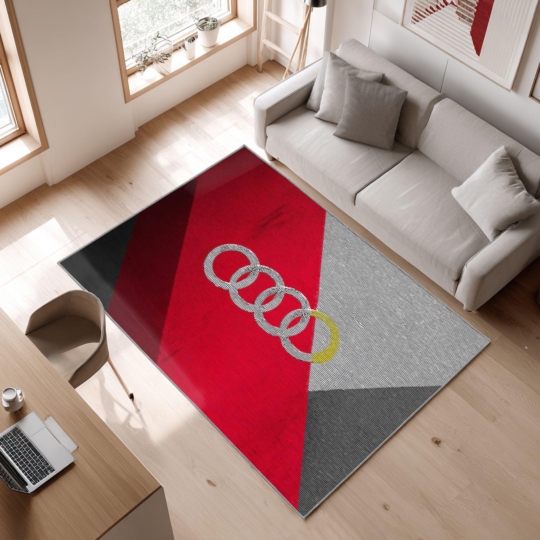 AUDI emblem carpet multicolored 29 Area Rug, Non-Slip Living Room Floor Mat, Soft Bedroom Carpet, Washable Home Decor