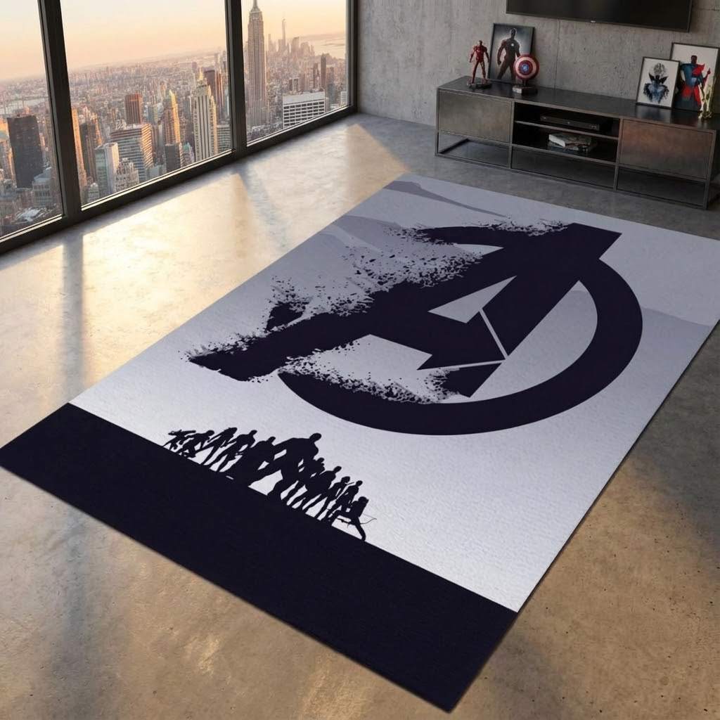 Avengers All Characters 4 Area Rug, Non-Slip Living Room Floor Mat, Soft Bedroom Carpet, Washable Home Decor