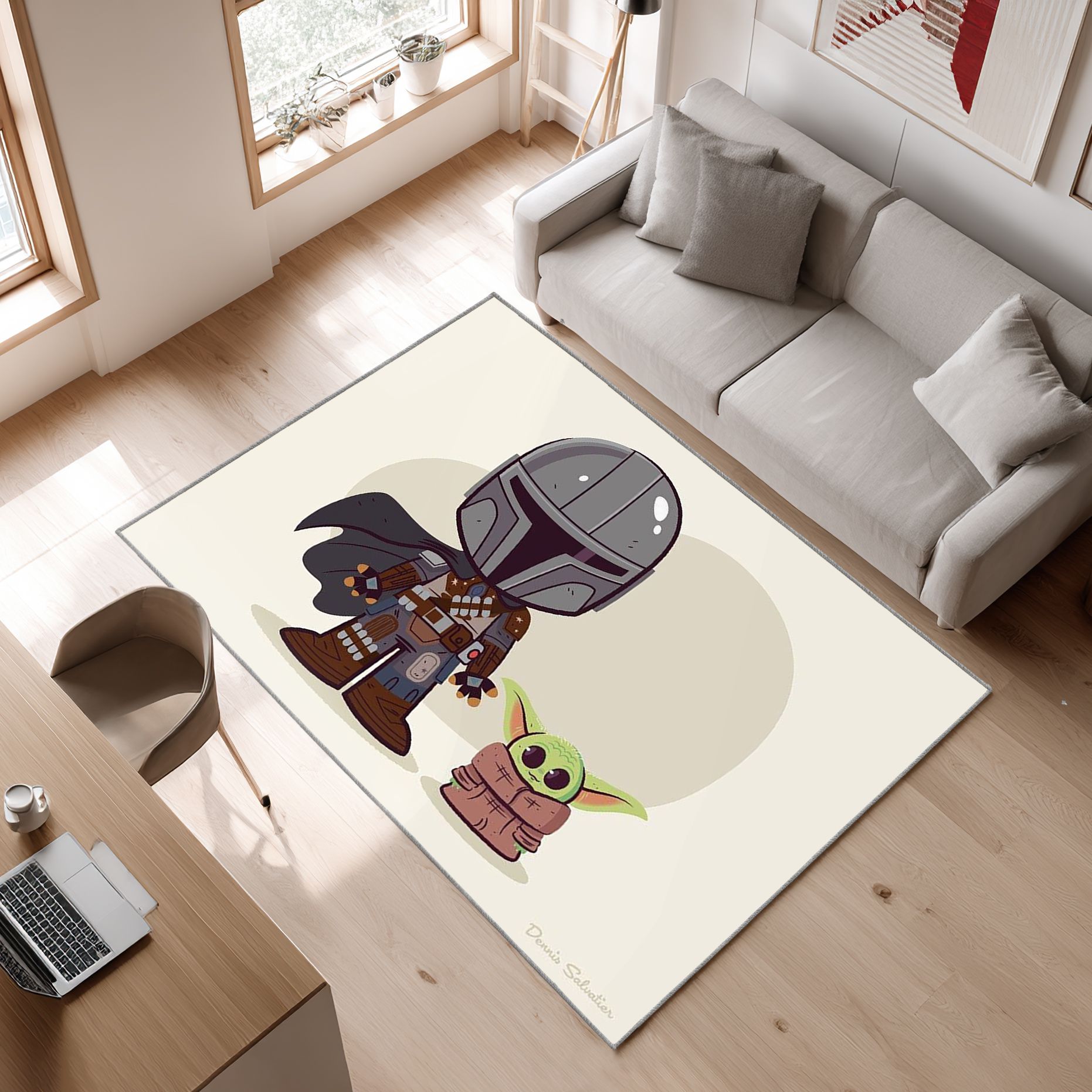 Baby Yoda Cute Die Mandalorianischen Star Wars Filme 001 Area Rug, Non-Slip Living Room Floor Mat, Soft Bedroom Carpet, Washable Home Decor