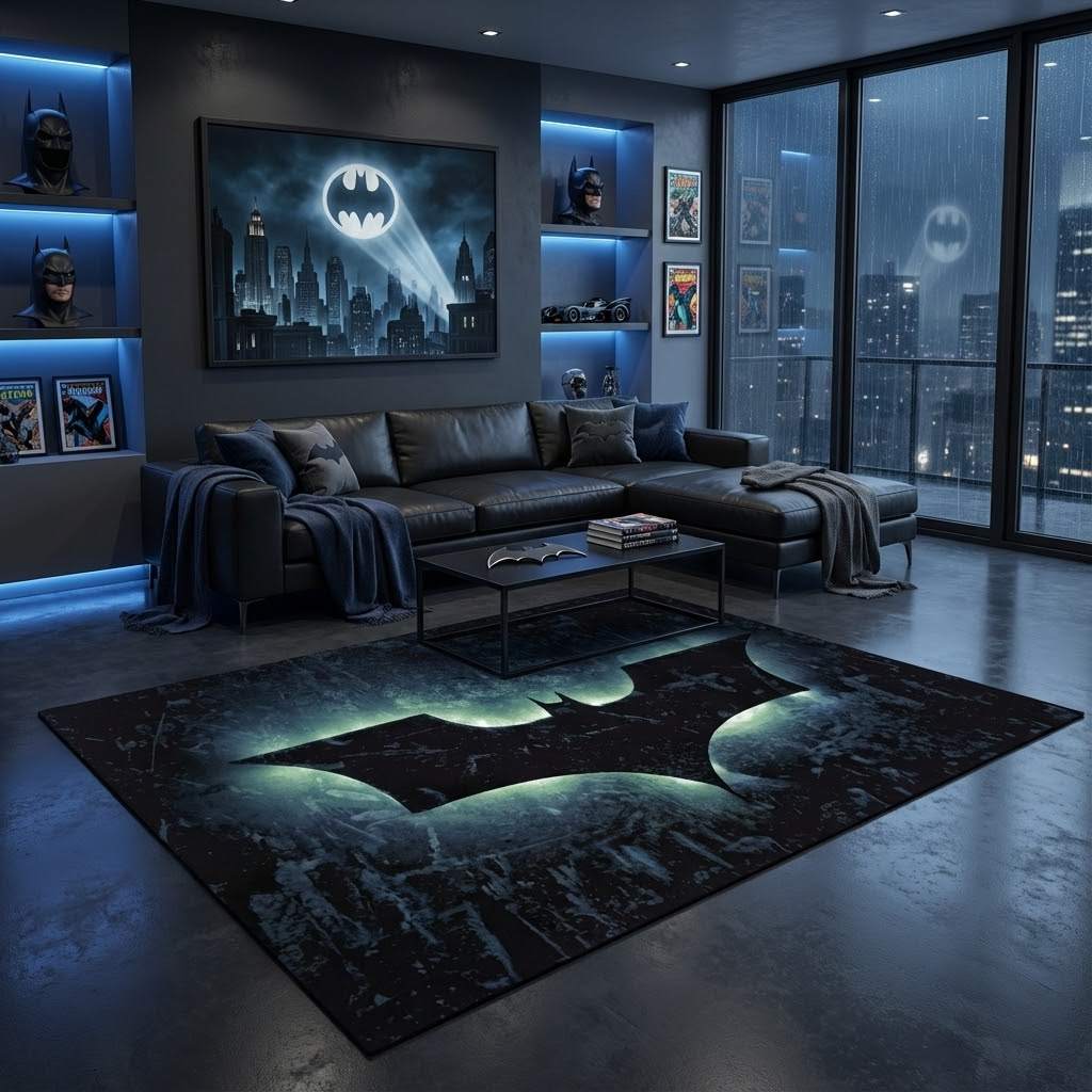Batman DC 54 Area Rug, Non-Slip Living Room Floor Mat, Soft Bedroom Carpet, Washable Home Decor