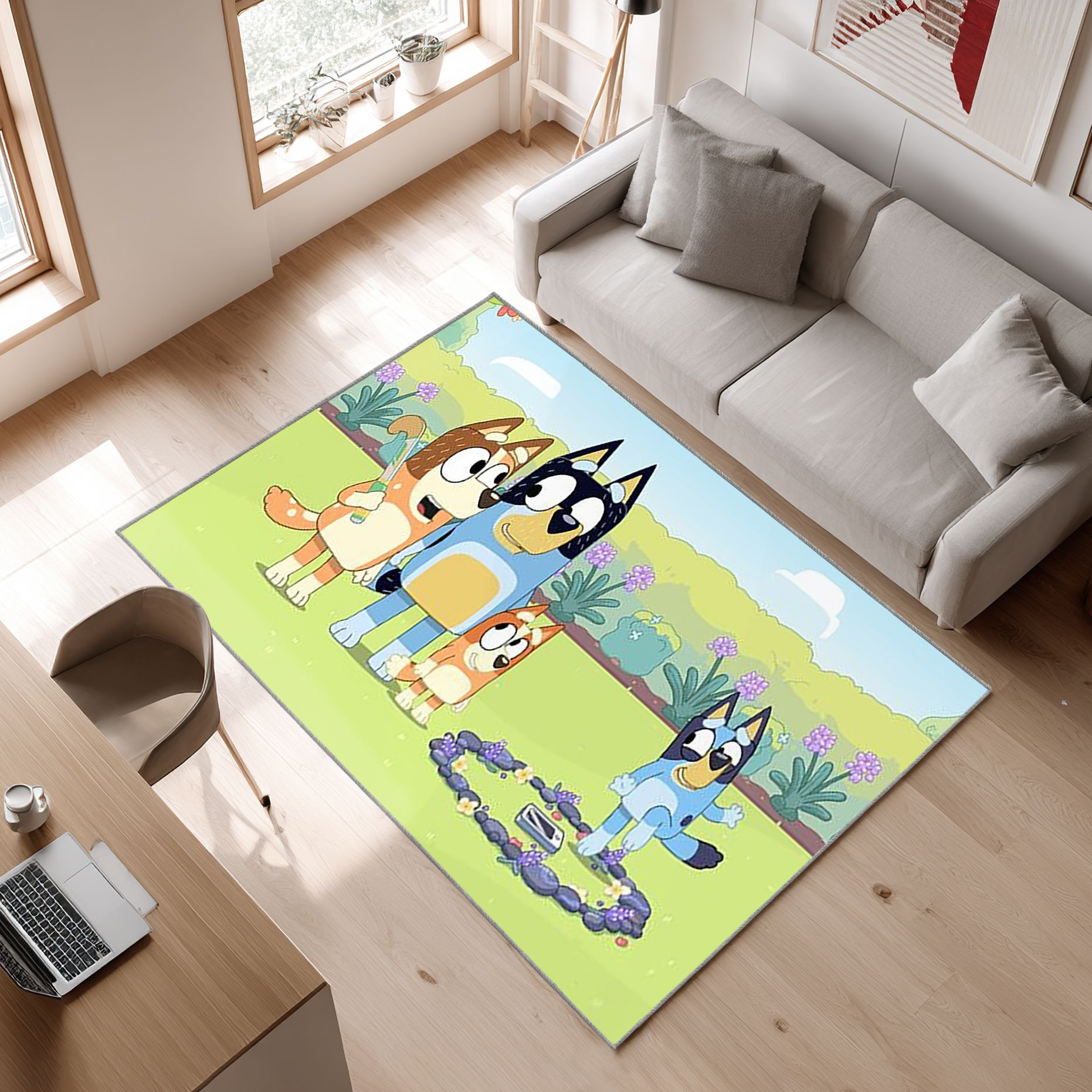 Bluey'S House Has Fairies Area Rug, Non-Slip Living Room Floor Mat, Soft Bedroom Carpet, Washable Home Decor