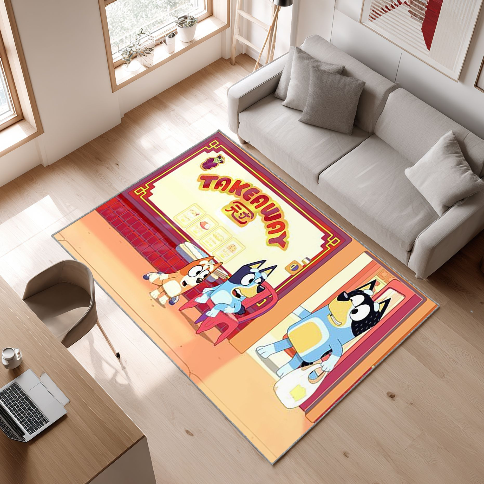 Bluey 21 Area Rug, Non-Slip Living Room Floor Mat, Soft Bedroom Carpet, Washable Home Decor