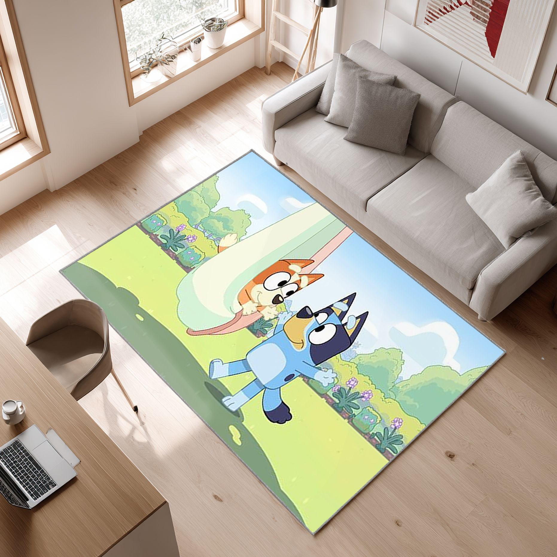 Bluey 22 Area Rug, Non-Slip Living Room Floor Mat, Soft Bedroom Carpet, Washable Home Decor