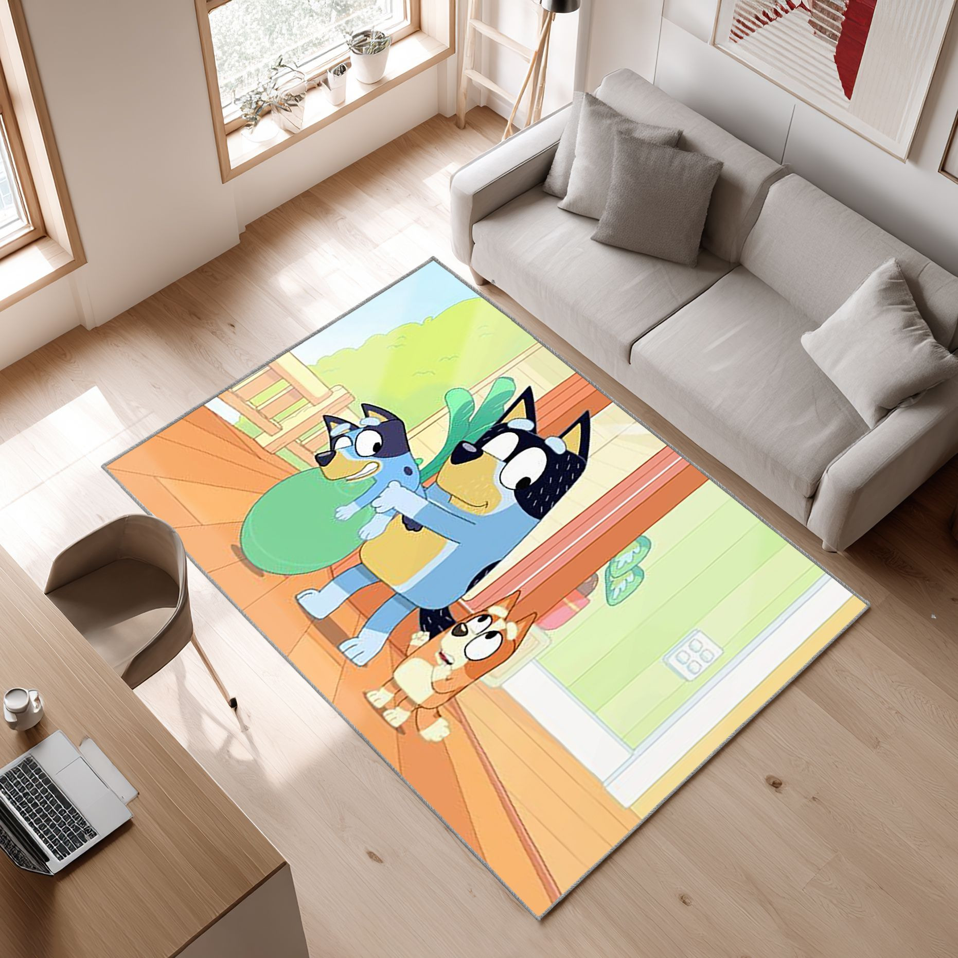 Bluey 23 Area Rug, Non-Slip Living Room Floor Mat, Soft Bedroom Carpet, Washable Home Decor