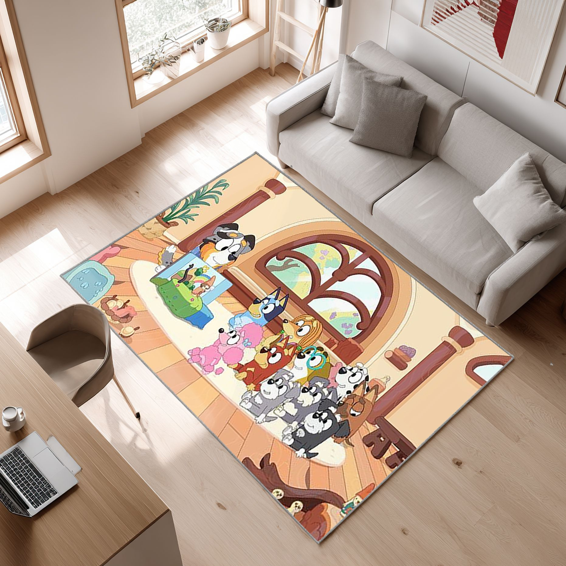Bluey 24 Area Rug, Non-Slip Living Room Floor Mat, Soft Bedroom Carpet, Washable Home Decor