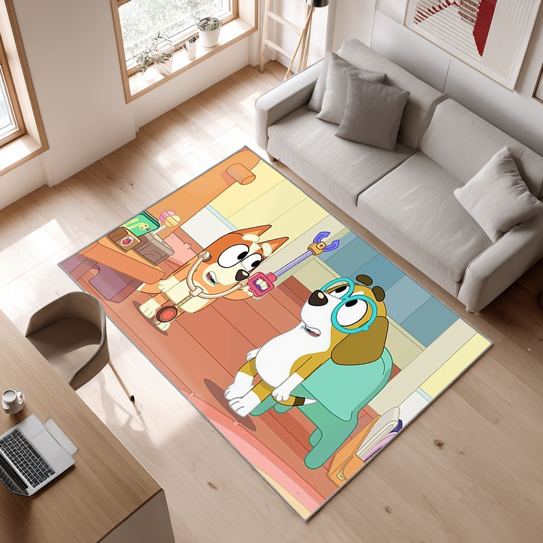 Bluey 25 Area Rug, Non-Slip Living Room Floor Mat, Soft Bedroom Carpet, Washable Home Decor