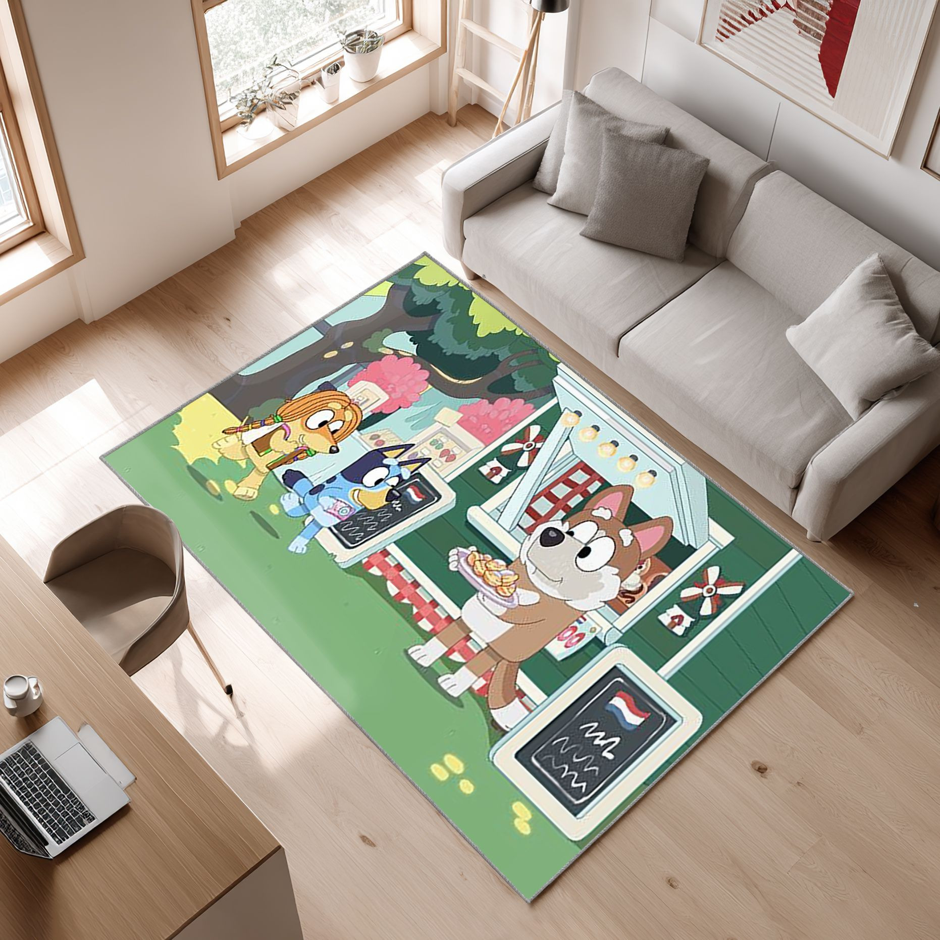 Bluey 27 Area Rug, Non-Slip Living Room Floor Mat, Soft Bedroom Carpet, Washable Home Decor