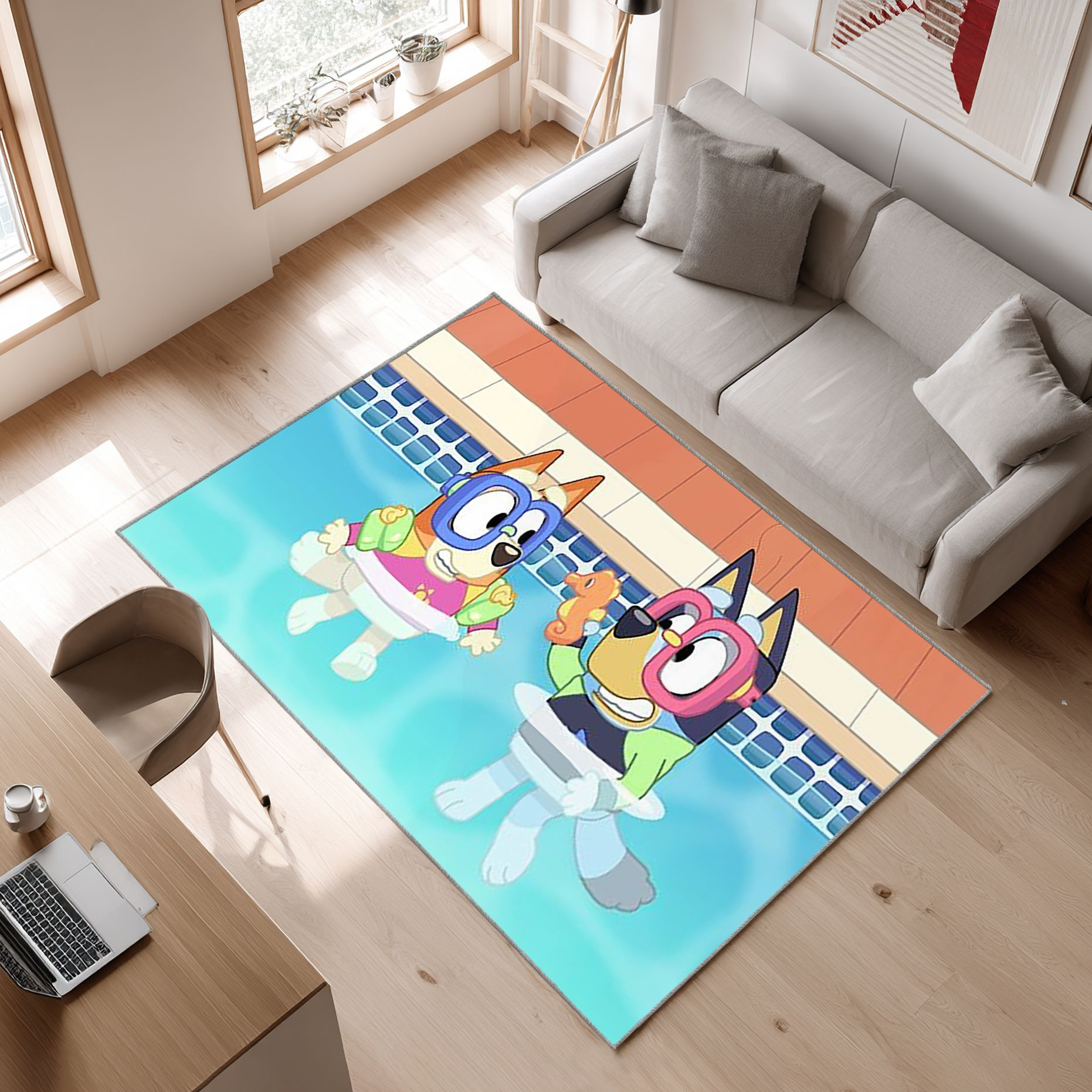 Bluey 29 Area Rug, Non-Slip Living Room Floor Mat, Soft Bedroom Carpet, Washable Home Decor