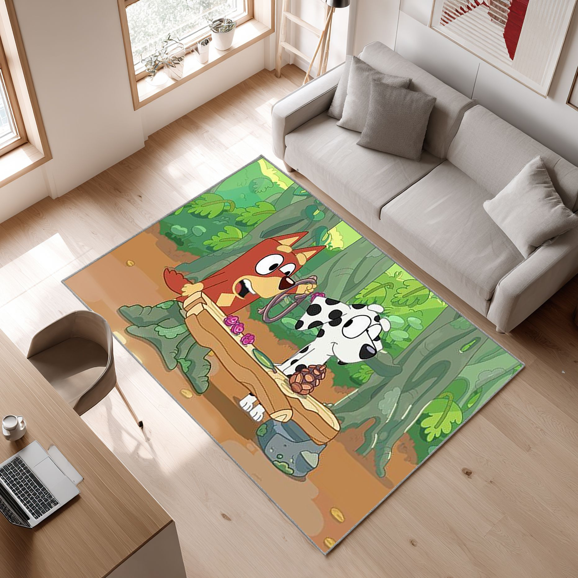 Bluey 30 Area Rug, Non-Slip Living Room Floor Mat, Soft Bedroom Carpet, Washable Home Decor