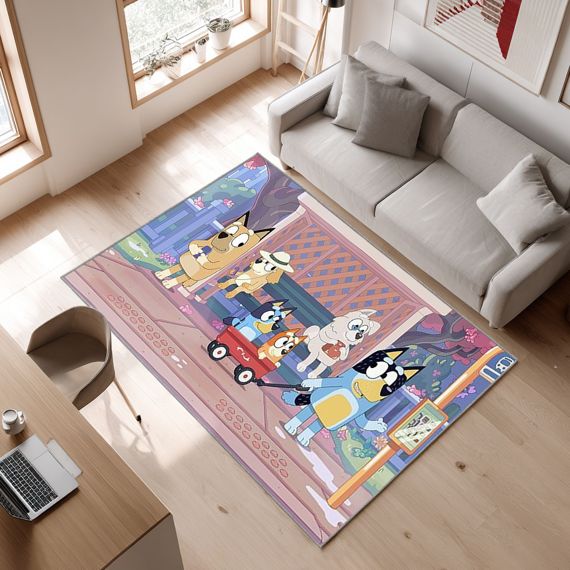 Bluey 31 Area Rug, Non-Slip Living Room Floor Mat, Soft Bedroom Carpet, Washable Home Decor