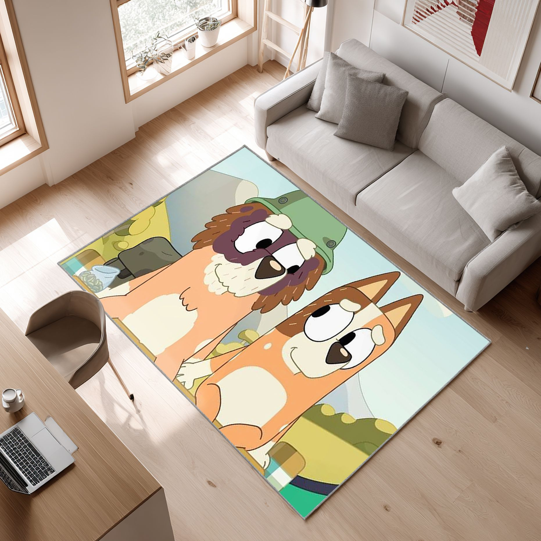 Bluey And Bingo'S 1 Area Rug, Non-Slip Living Room Floor Mat, Soft Bedroom Carpet, Washable Home Decor