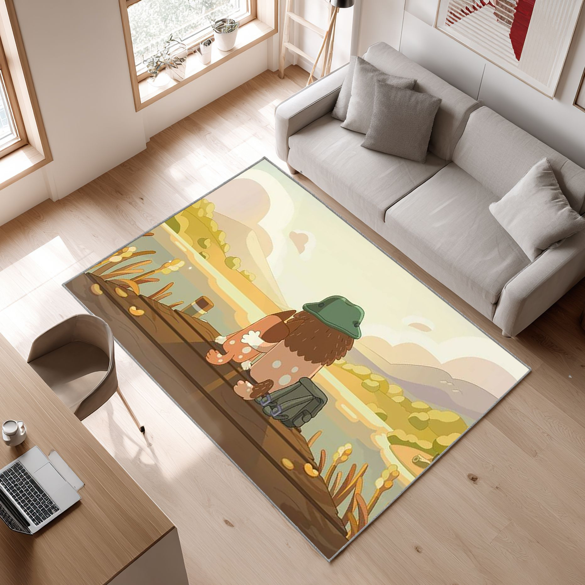 Bluey And Bingo'S 3 Area Rug, Non-Slip Living Room Floor Mat, Soft Bedroom Carpet, Washable Home Decor