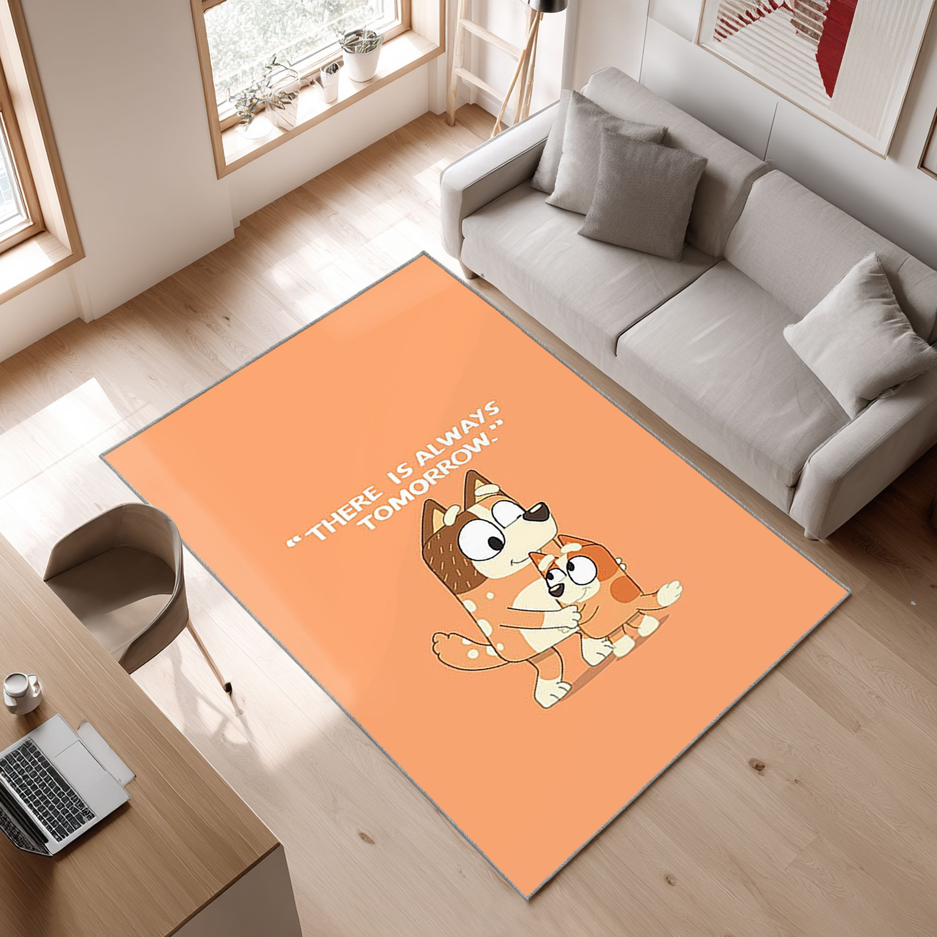 Bluey Area Rug, Non-Slip Living Room Floor Mat, Soft Bedroom Carpet, Washable Home Decor