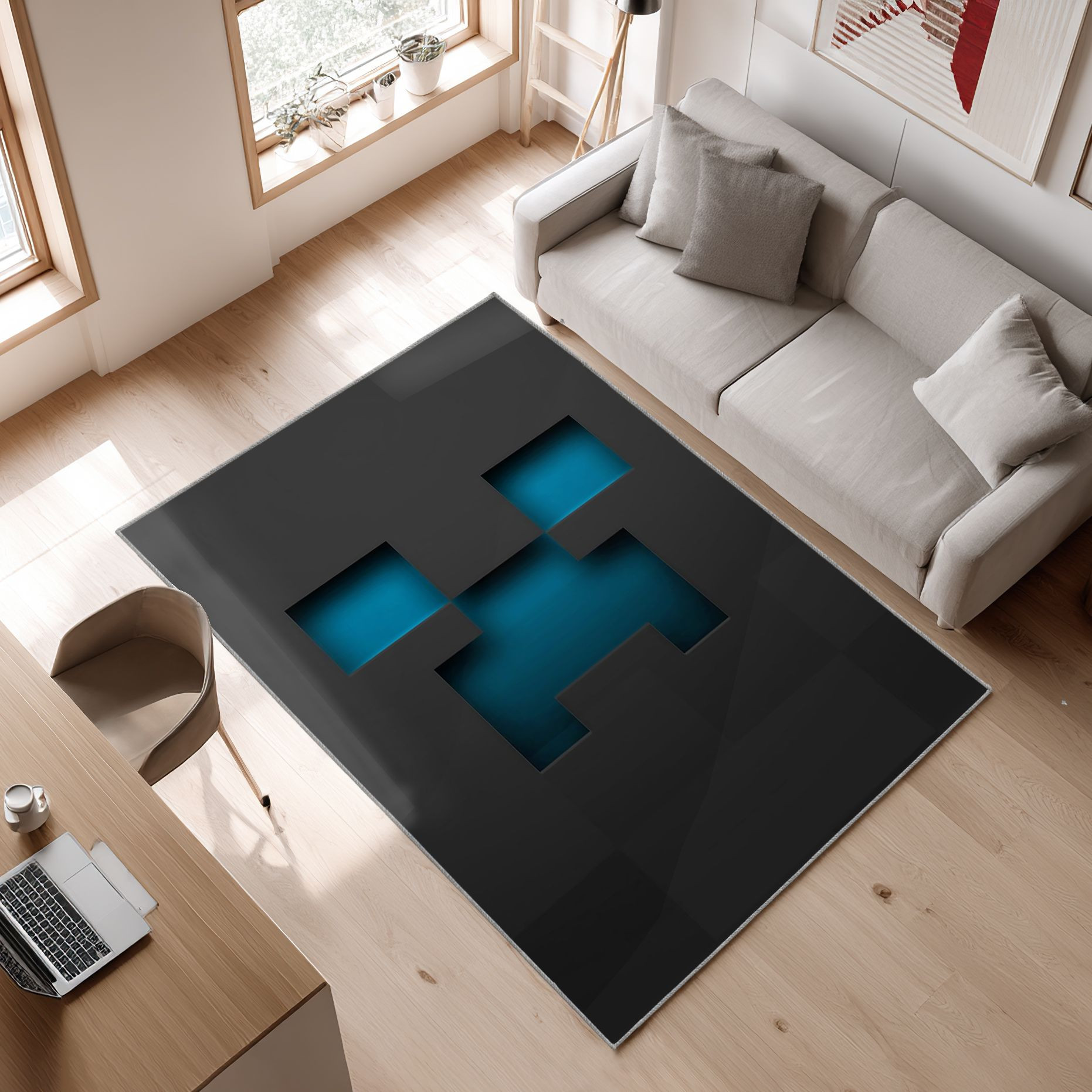 Creeper , Creeper, Minecraft Area Rug, Non-Slip Living Room Floor Mat, Soft Bedroom Carpet, Washable Home Decor
