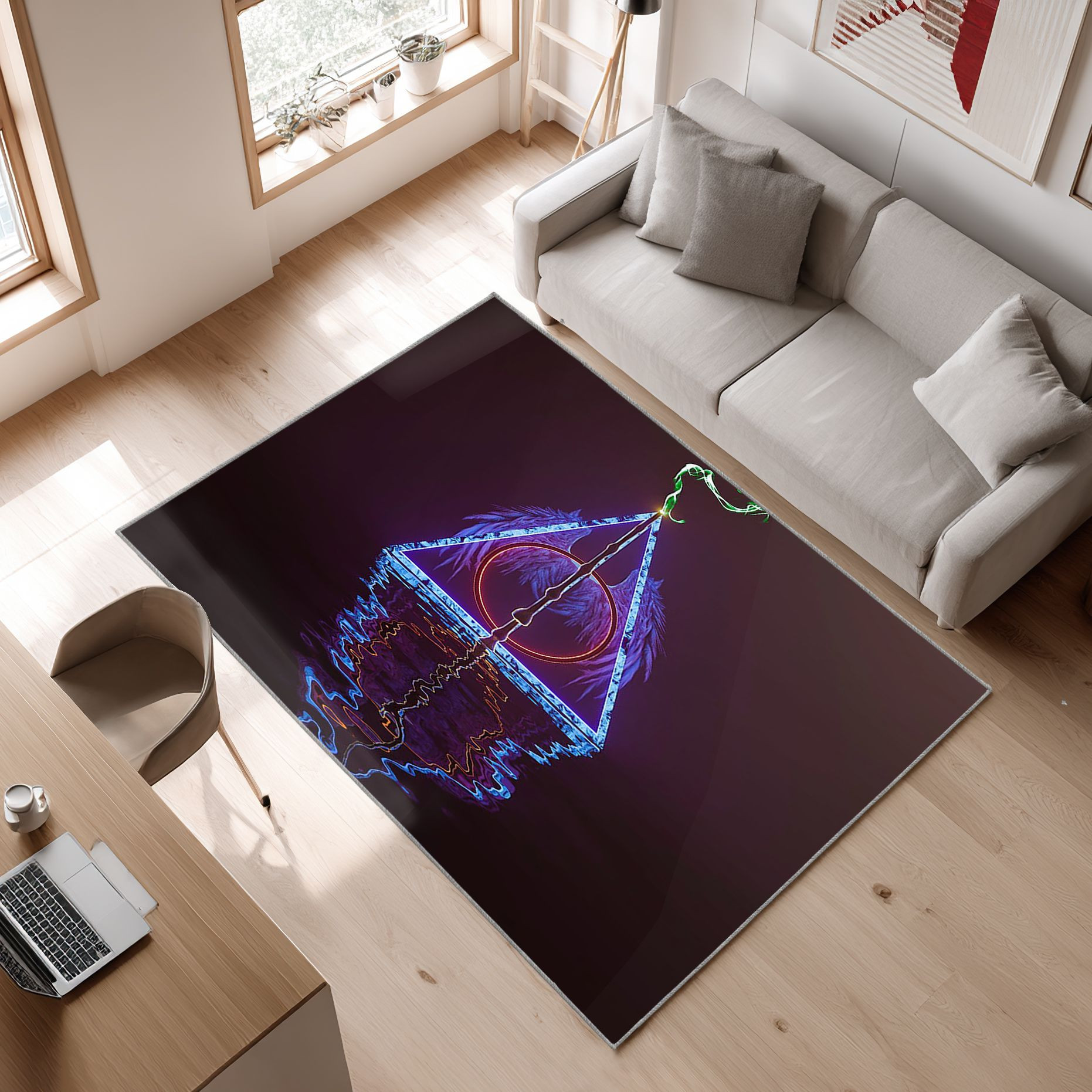 Deathly Hallows, Potterheads, Wands, Potter, Harry Potter, Elderwand Area Rug, Non-Slip Living Room Floor Mat, Soft Bedroom Carpet, Washable Home Decor