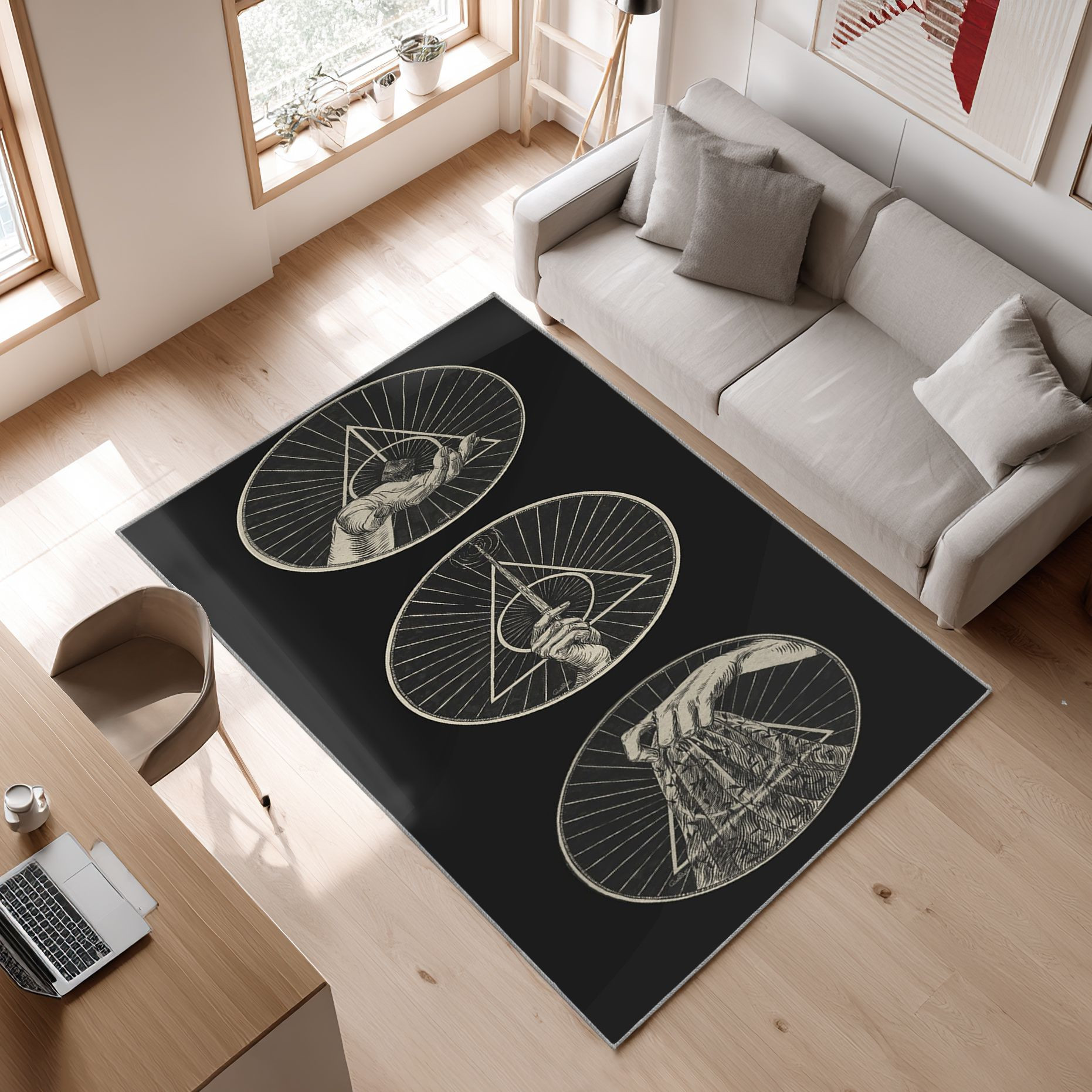 Deathly Hallows, Symbol, Movie, Horcrux, Harry Potter Area Rug, Non-Slip Living Room Floor Mat, Soft Bedroom Carpet, Washable Home Decor