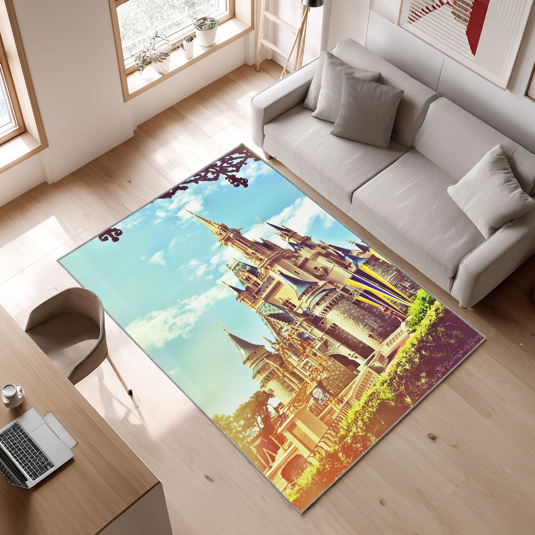 Disney, Castle, Disneyland, Princesses Area Rug, Non-Slip Living Room Floor Mat, Soft Bedroom Carpet, Washable Home Decor