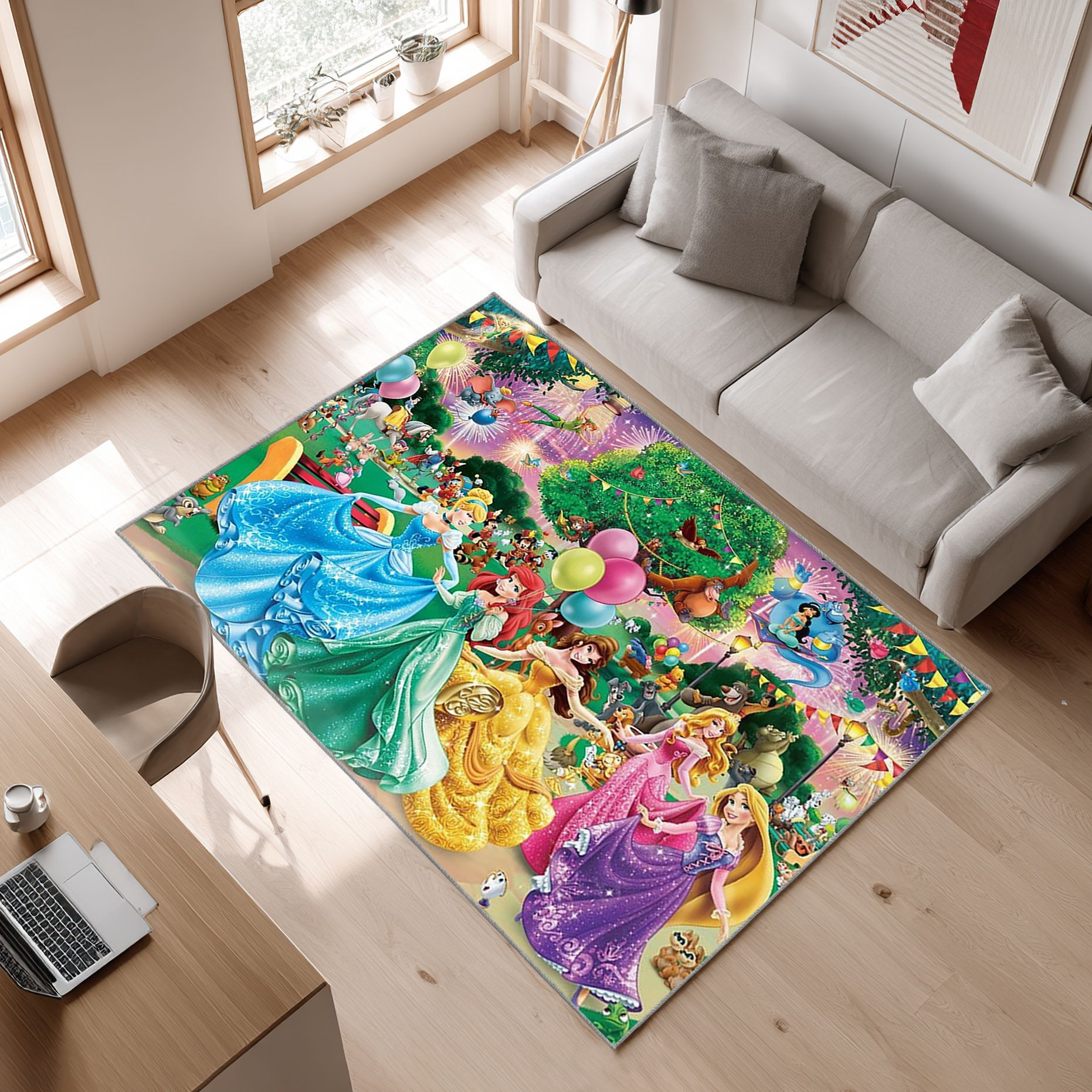 Disney Party, Fanart Area Rug, Non-Slip Living Room Floor Mat, Soft Bedroom Carpet, Washable Home Decor