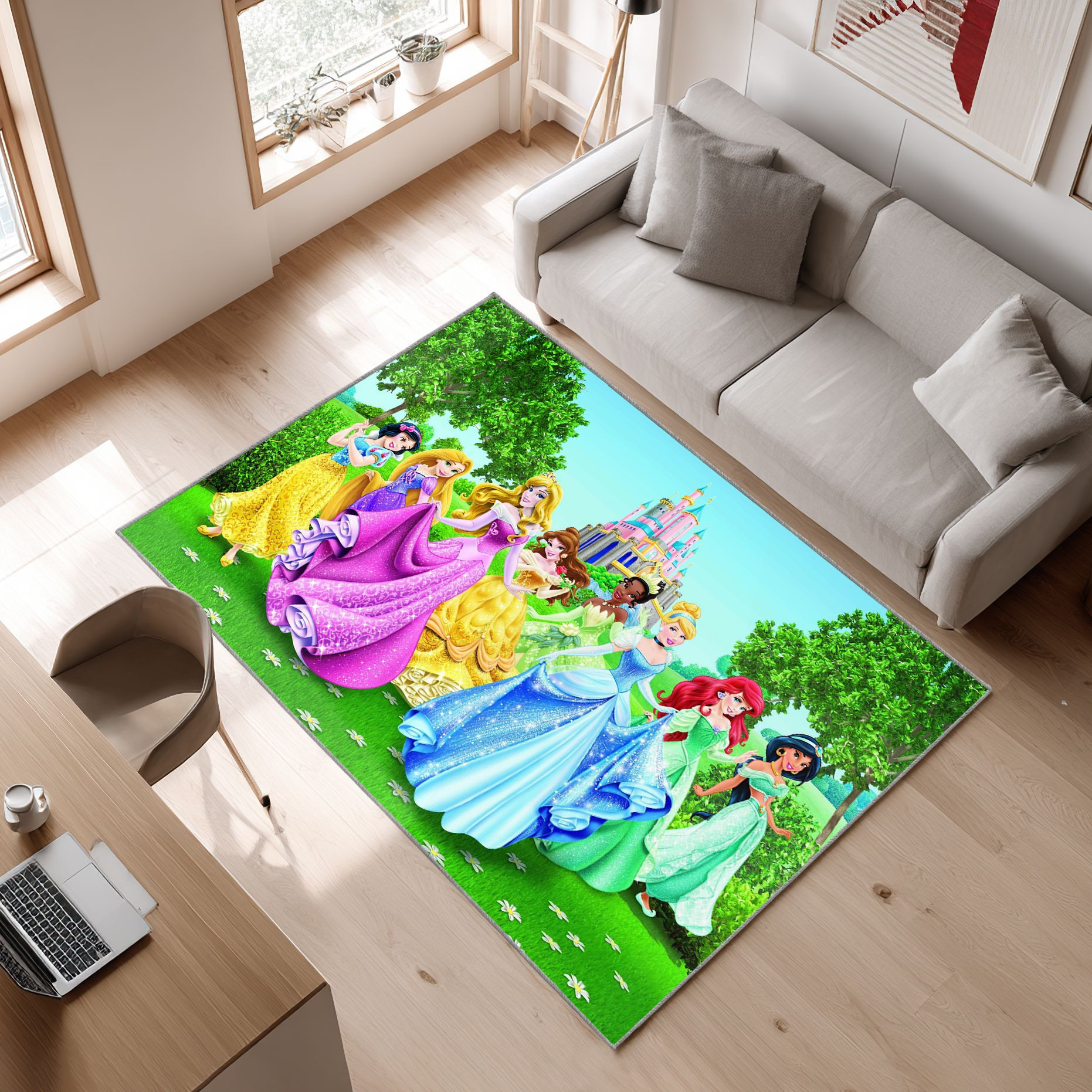 Disney Princess Photo,  Area Rug, Non-Slip Living Room Floor Mat, Soft Bedroom Carpet, Washable Home Decor