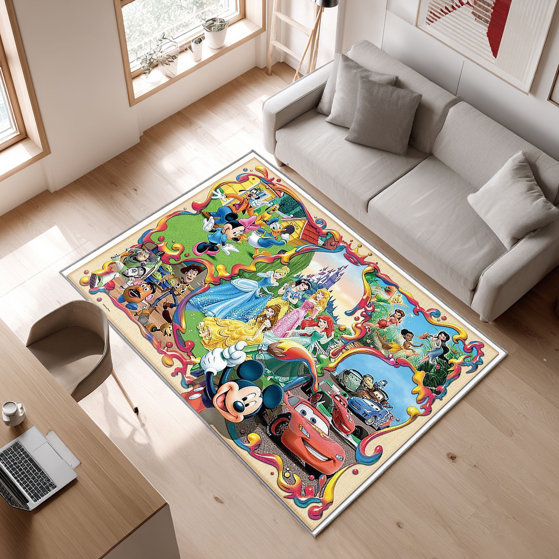 Disney World, Poster Mickey Mouse Area Rug, Non-Slip Living Room Floor Mat, Soft Bedroom Carpet, Washable Home Decor