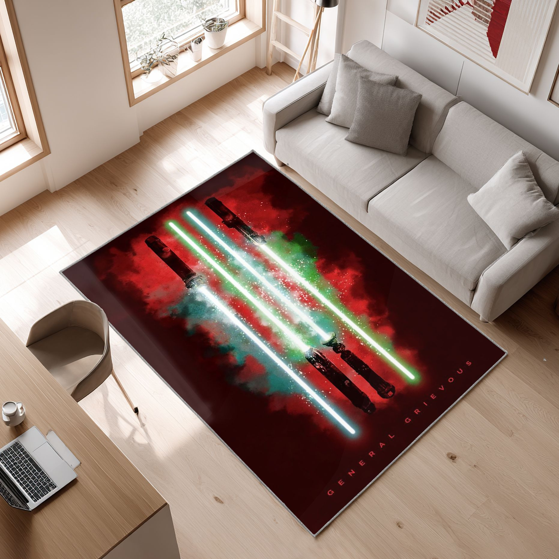 Grevious Star Wars Lightsabers Area Rug, Non-Slip Living Room Floor Mat, Soft Bedroom Carpet, Washable Home Decor