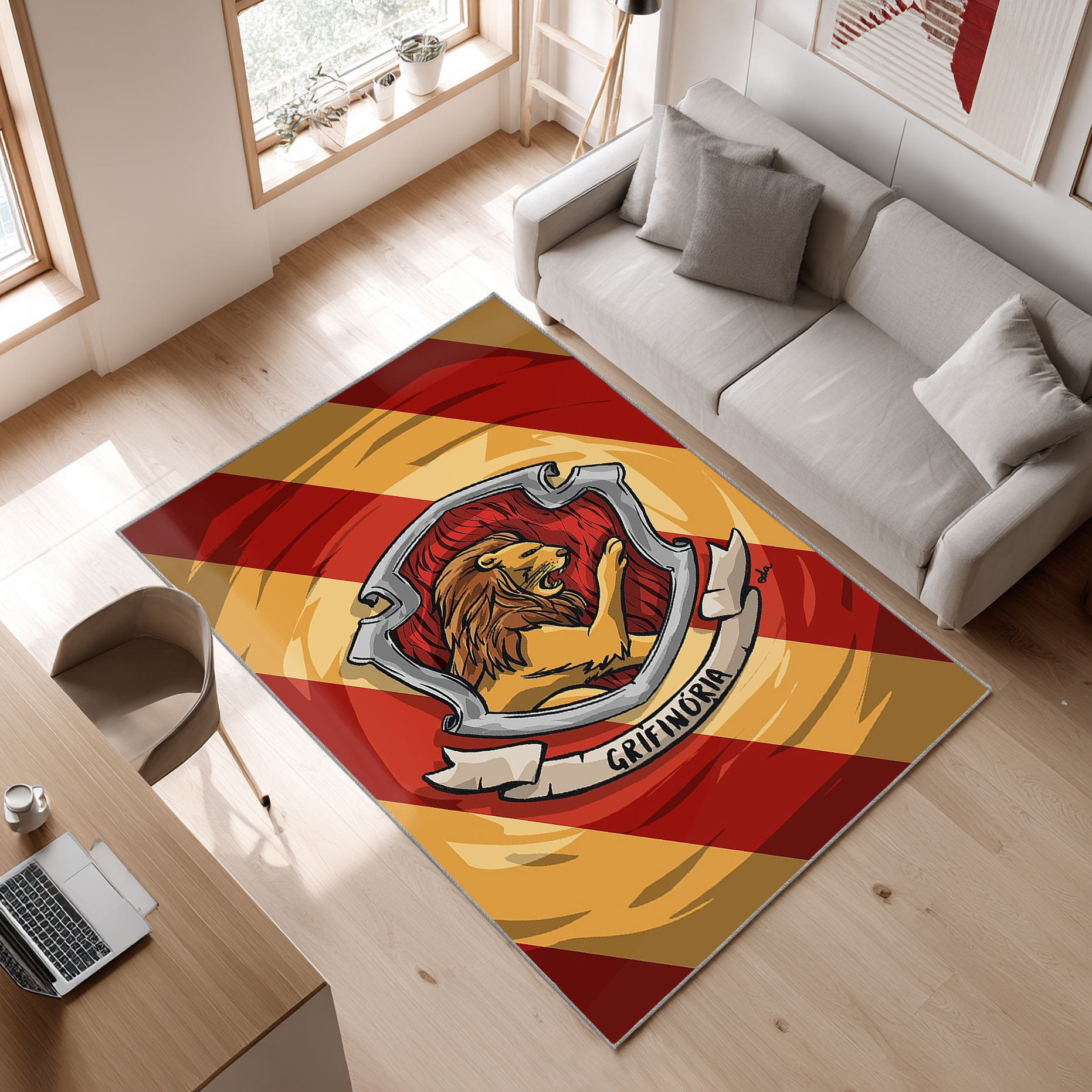 Grifinoria, Harry Potter Area Rug, Non-Slip Living Room Floor Mat, Soft Bedroom Carpet, Washable Home Decor