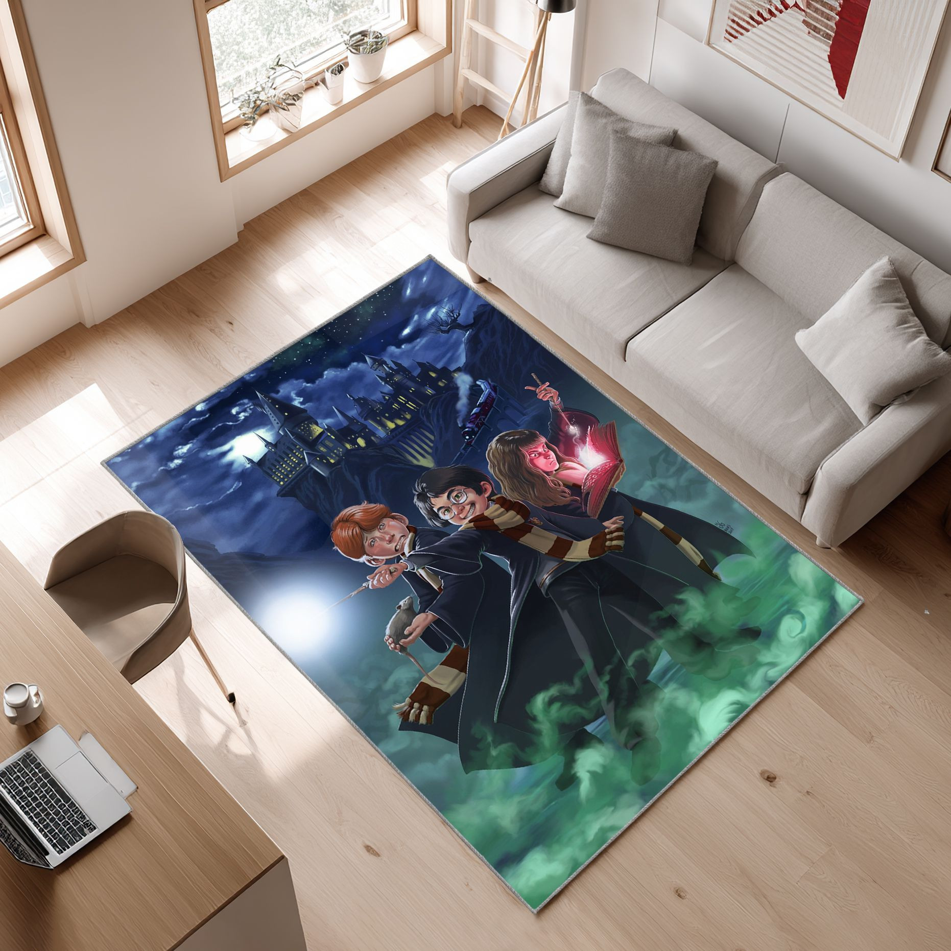 Harry Potter 002 Area Rug, Non-Slip Living Room Floor Mat, Soft Bedroom Carpet, Washable Home Decor