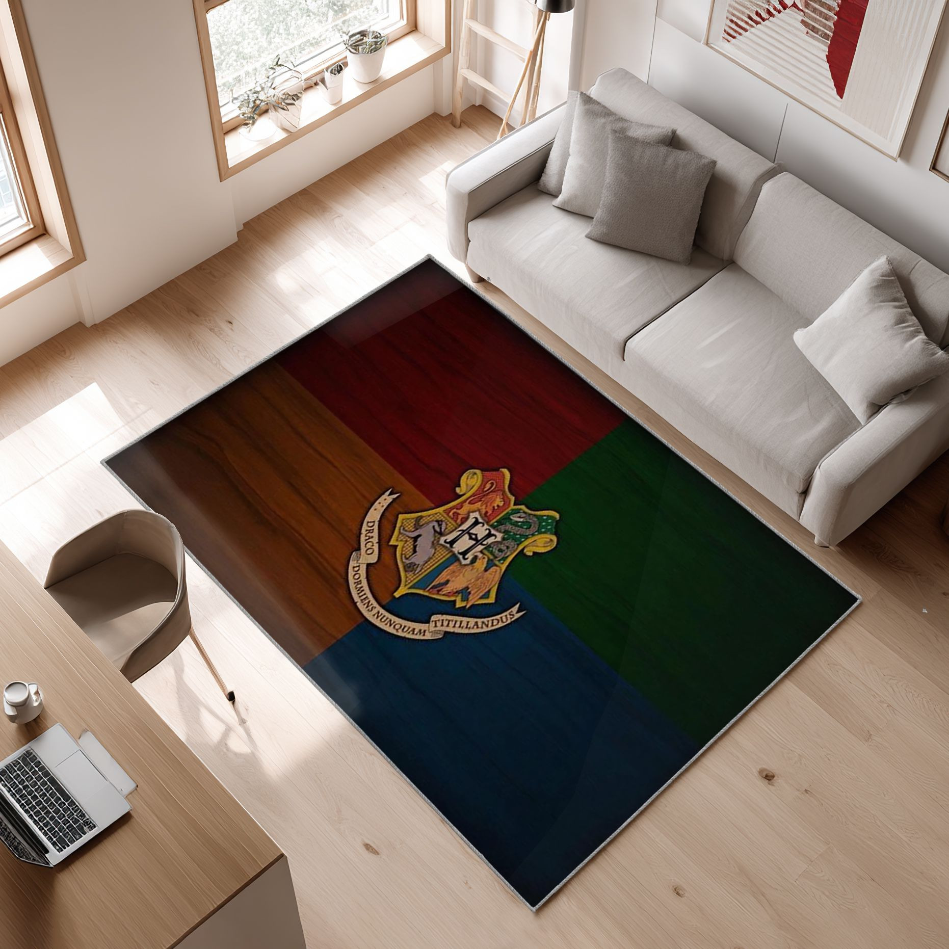 Harry Potter Beherbergt Area Rug, Non-Slip Living Room Floor Mat, Soft Bedroom Carpet, Washable Home Decor